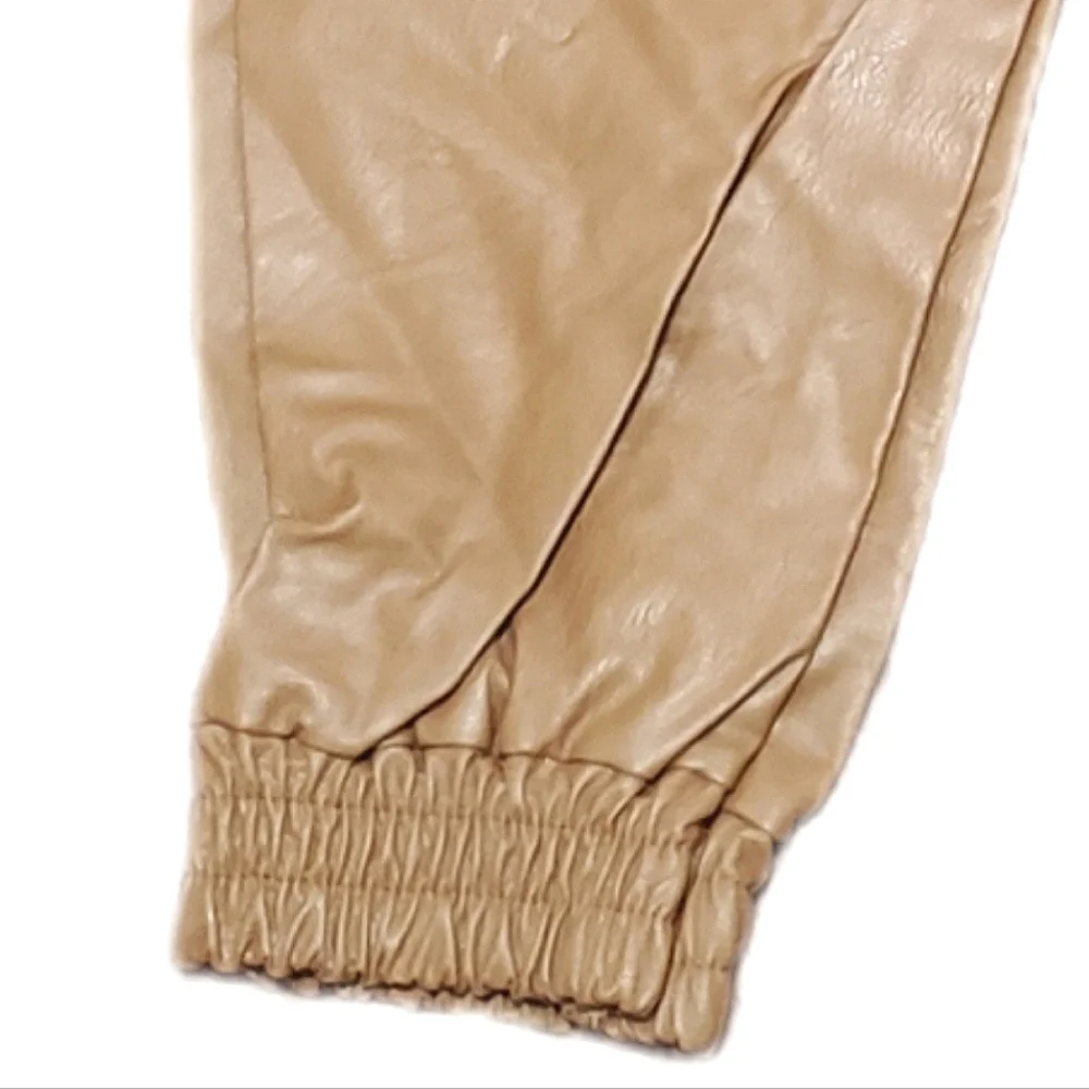 New Collection Skylar Leatherette Drawstring Waist Cropped Pants Size Large